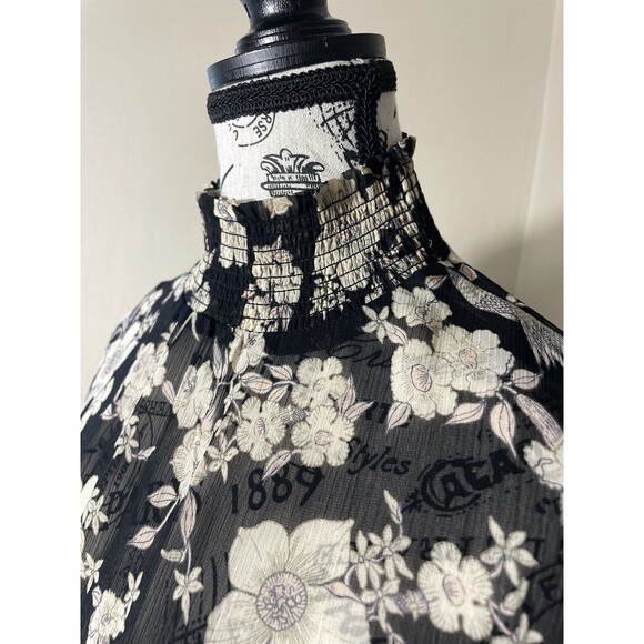 Lost + Wander Women Dress Size Small Floral Prairie Sheer Mock Neck Long Sleeve - Picture 5 of 10